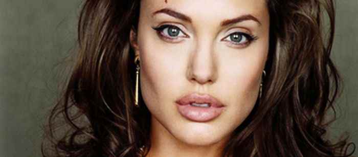 Maquillaje y moldeado de rostro rectangular. Angelina Jolie